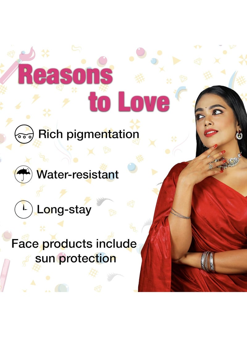 دازلير مجموعة دازلر ميني جلام - 8 في 1، لون بشرة متوسط، تحتوي على: كحل، قلم تحديد الحواجب، محدد العيون، ماسكارا، كريم أساس، بودرة مضغوطة، لونان للشفاه، 38.45 غرام - Image 3